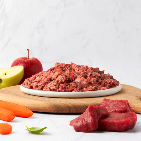 Menú BARF de res y verduras, molido