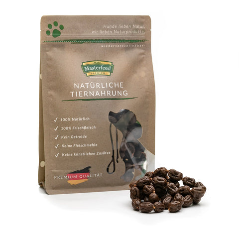 Weiche Hirsch-Drops: Getreidefreie Hundeleckerlis mit 90% Frischfleisch