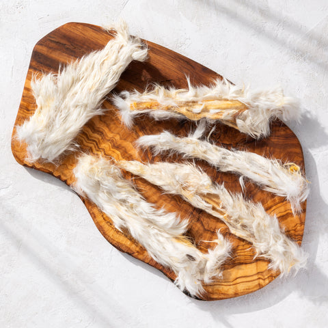 Bâtonnets en peau de lapin avec fourrure (10 cm) 